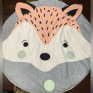 KAMIMI GREY TEEPEE PLAY MAT ROUND FOX CARPET COTTON FOR BABY TUMMY TIME BLANKET